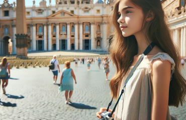 Una donna trans posa davanti alla basilica del Vaticano