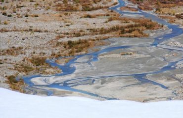 Il ghiacciaio del Morteratsch e i torrenti che trasportano l’acqua di fusione durante i mesi estivi